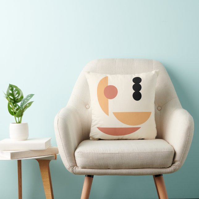 Chic Hip Abstrakt Red Sol Black Måne Fusion Art Kudde (Stol)