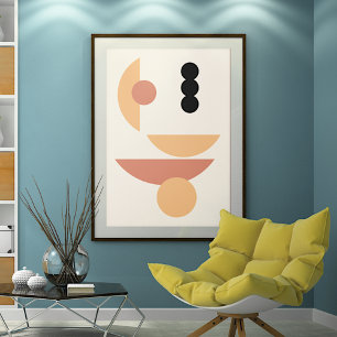 Chic Hip Abstrakt Red Sol Black Måne Fusion Art Poster
