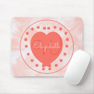 Chic Hjärtat Inledande Brev Monogram Coral White Musmatta