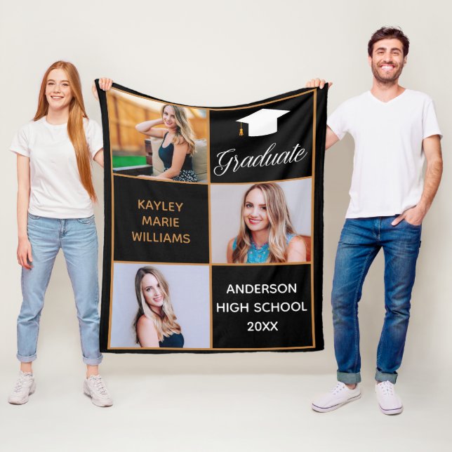 Chic högstadiefoto i svart guld fleecefilt (På plats)