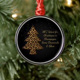 Chic Holiday Leopard Tree Design Julgransprydnad Metall