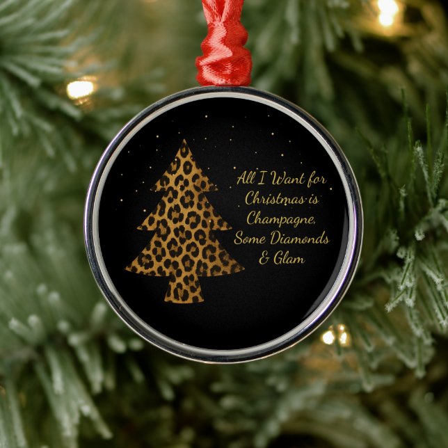 Chic Holiday Leopard Tree Design Julgransprydnad Metall (Träd)