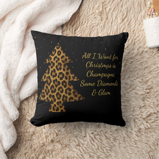 Chic Holiday Leopard Tree Design Kudde (Filt)