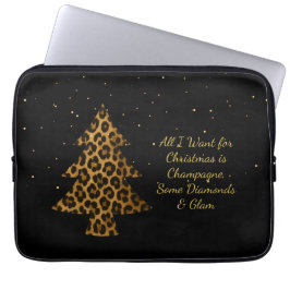 Chic Holiday Leopard Tree Design Laptop Fodral