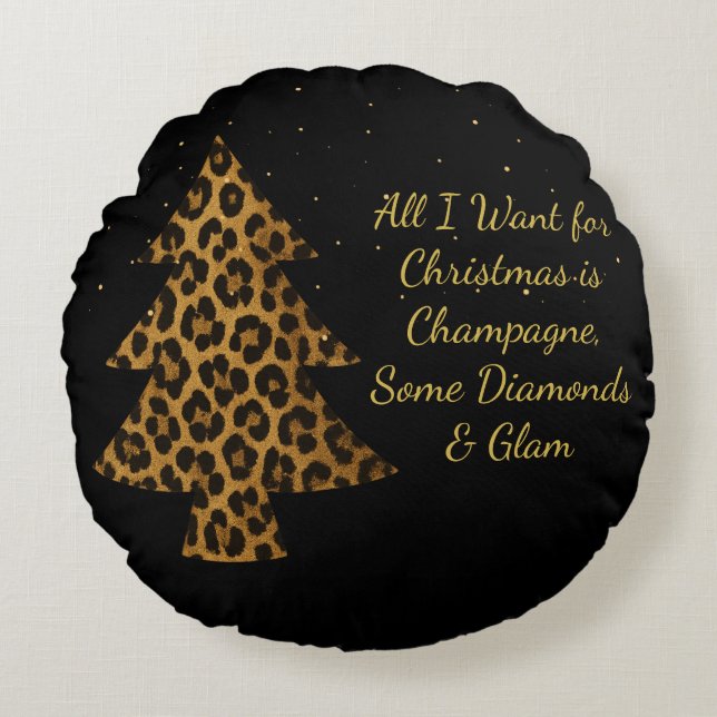 Chic Holiday Leopard Tree Design Rund Kudde (Framsidan)