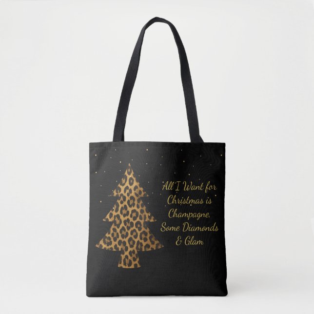 Chic Holiday Leopard Tree Design Tygkasse (Framsida)