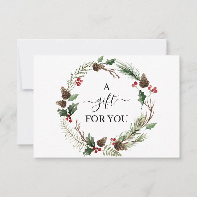 Chic Holly Berry & Leaves Wreath Gift Certificate (Framsida)