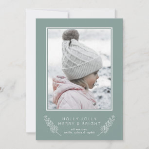 Chic Holly Jolly Merry & Bright Photo Helgdag Card Julkort