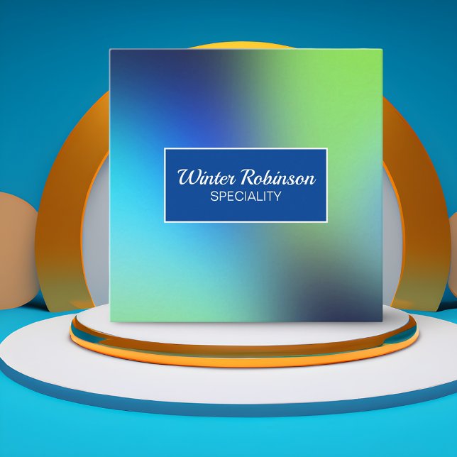Chic holografisk blåfärgad grönt turkos med ram fyrkantigt visitkort (Hologram gradient design for stylish square business card)