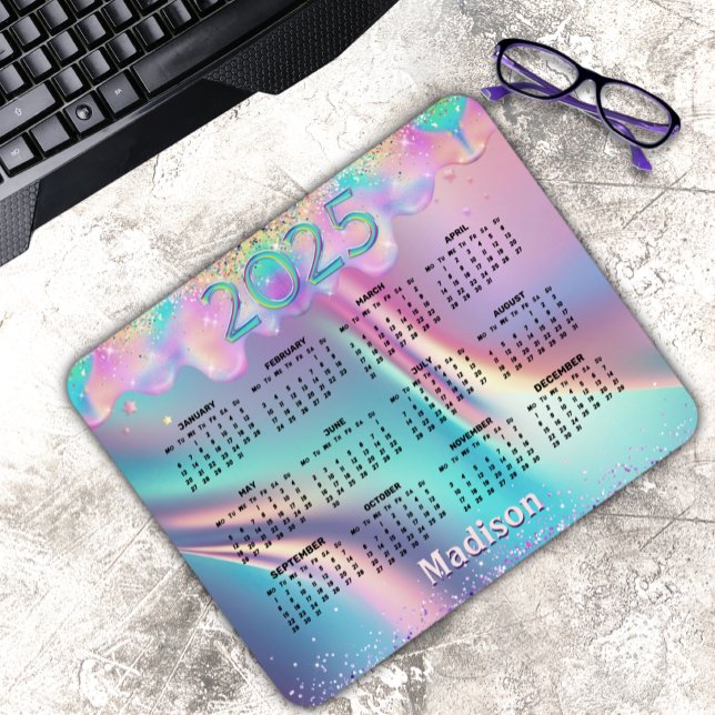 Chic holografisk droppning glitter monogram musmatta (Skapare uppladdad)
