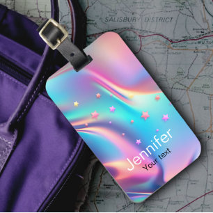 Chic holografisk enmajsstjärna, monogram bagagebricka