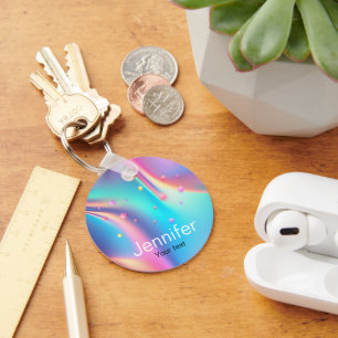 Chic holografisk enmajsstjärna, monogram nyckelring