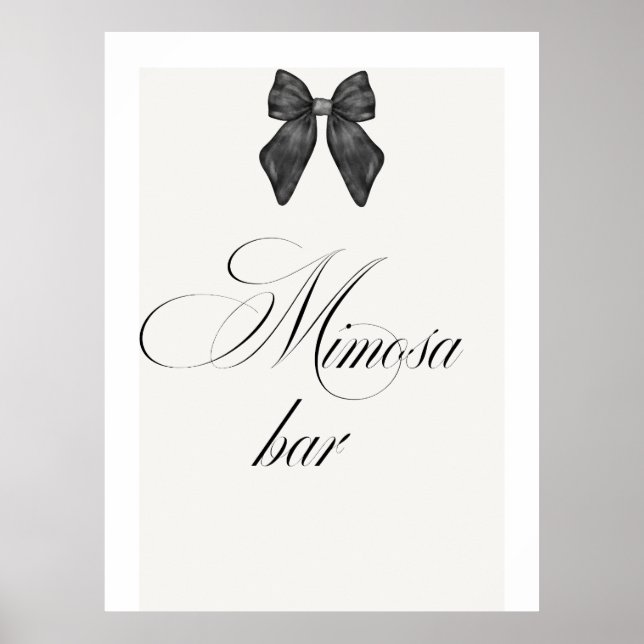 Chic 'Hon Slarper ihop sig Svart Bow Mimosa Bar Poster (Framsidan)