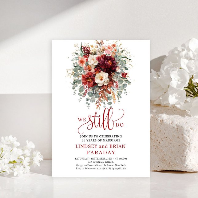 Chic Höst Marsala Blommig Vi Gör Fortfarande Inbju Inbjudningar (Chic Fall Marsala Floral We Still Do Invite

)