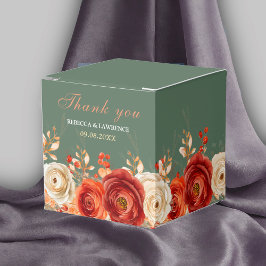 Chic höstsäsong orange blommigt bröllop presentaskar