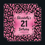 Chic Hot Pink Leopard Print 21st Birthday  Inbjudningar<br><div class="desc">A 5.25" square invitation features a pink faux foil square over a stylish hot pink and black leopard print pattern and your party details on the back. MATCHING items in our collection.</div>