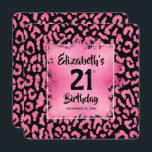 Chic Hot Pink Leopard Print 21st Birthday  Inbjudningar<br><div class="desc">A 5.25" square invitation features a pink faux foil square over a stylish hot pink and black leopard print pattern and your party details on the back. MATCHING items in our collection.</div>