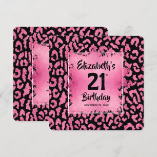 Chic Hot Pink Leopardertryck 21-årsfirande  Inbjudningar
