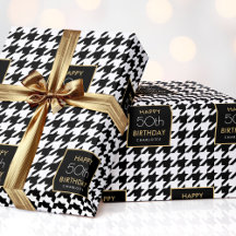 Chic Houndstooth Mönster Birthday 50th Black White