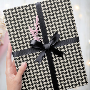 Chic Houndstooth Mönster Black Off White Birthday Presentpapper