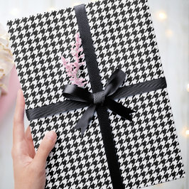 Chic Houndstooth Mönster Black & White Birthday Presentpapper