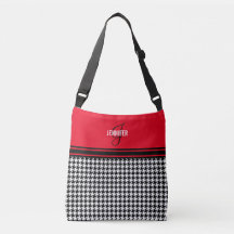 Chic Houndstooth red namn monogram