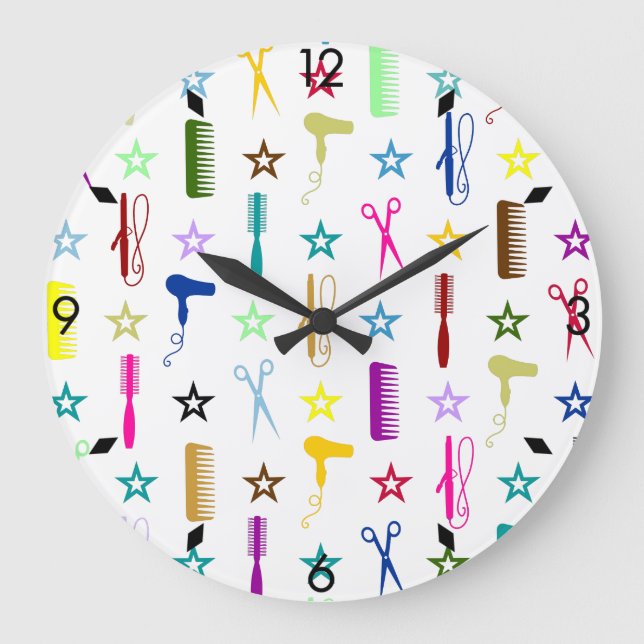 Chic Hues-Multifärgad på Vit väggklocka (Framsida)