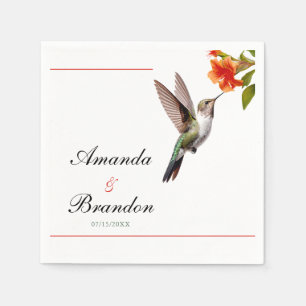 Chic Hummingbird och Orange Flower Bröllop Pappersservett