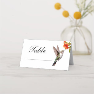 Chic Hummingbird och Orange Flower Bröllop Placeringskort