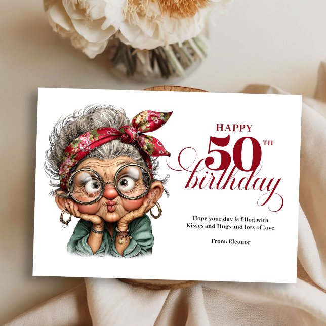 Chic humorous 50th woman card happy birthday inbjudningar (Chic humorous 50th woman card happy birthday)