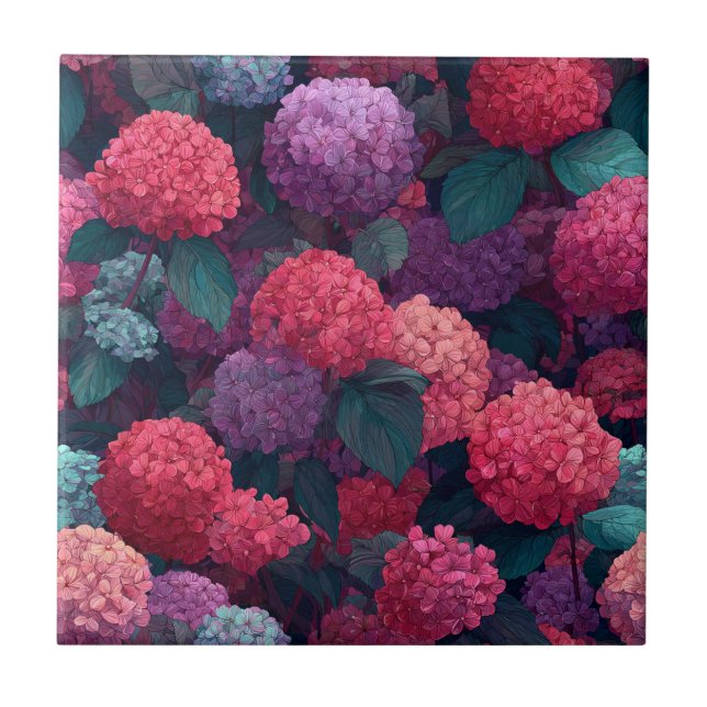 Chic Hydrangeas keramiska plattor för hemdäck Kakelplatta (Framsidan)