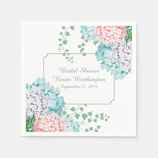 Chic Hydrangeas och Ivy Möhippa Napkins Pappersservett (Framsidan)