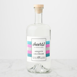 Chic i det moderna Vita Bröllop Glitter Spritflaskor Etikett