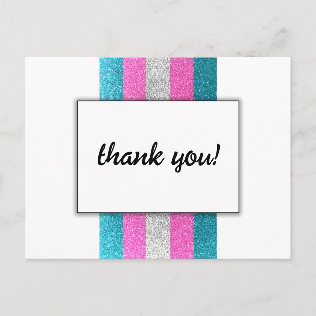 Chic i det moderna Vita Bröllop Glitter Vykort (Framsida)