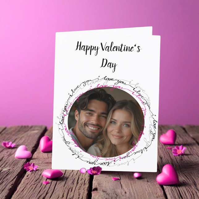 Chic I Kärlek You Valentine anpassningsbar foto Helgkort (Chic I Love You Valentine custom photo Holiday Card)