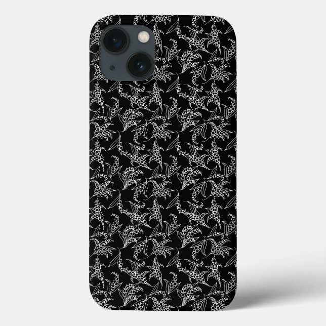 Chic i Pad Case, White Lilies of the Valley: Black (Baksida)