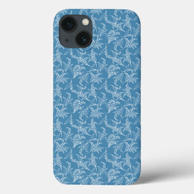 Chic i Pad Case, White Lilies of the Valley: Blue (Baksida)