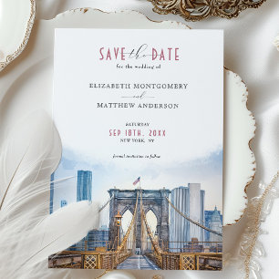Chic i Urban Brooklyn Bridge Spara datumskylten Inbjudningar