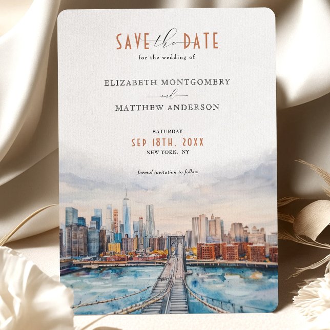 Chic i Urban Brooklyn Bridge Spara datumskylten Inbjudningar (Skapare uppladdad)