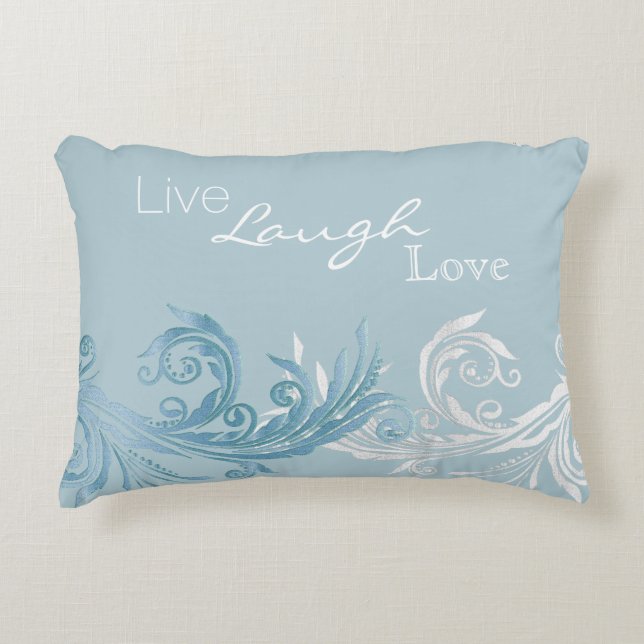 Chic Ice Blue Flourish accine Pillow Prydnadskudde (Framsidan)