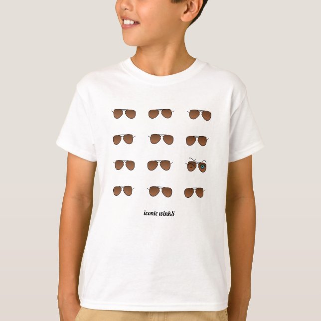Chic Iconic winkS Aviator Glasses Brown Mönster T Shirt (Framsida)