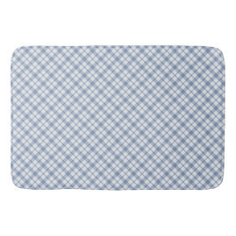 Chic Indigo Blue and White Preppy Check Bath Mat Badrumsmatta