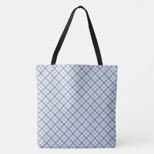 Chic Indigo Blue and White Preppy Check Mönster Tygkasse