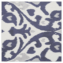 Chic indigo blue grått white ikat tribal mönster tyg