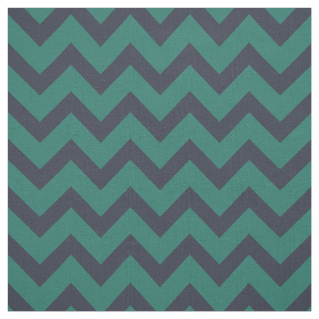 Chic indigo blue och emerald grönt chevron mönster tyg (Provkarta)