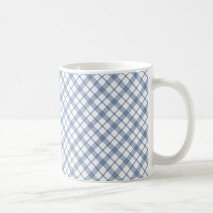 Chic Indigo Blue White Preppy Check Coffe Mugg