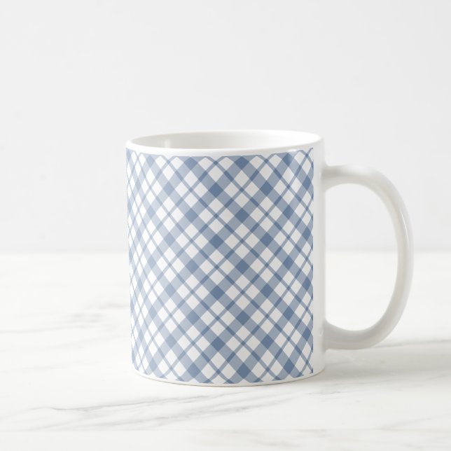 Chic Indigo Blue White Preppy Check Coffe Mugg (Höger)