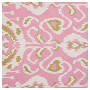 Chic indigo guld och rosa ikat stam mönster tyg