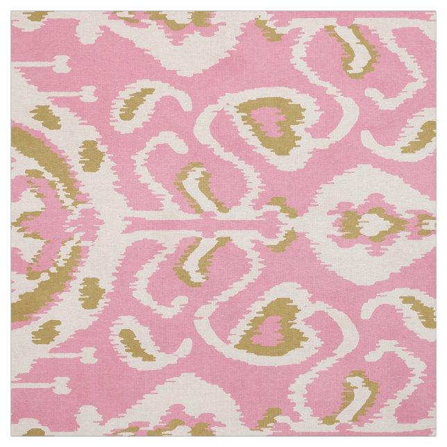 Chic indigo guld och rosa ikat stam mönster tyg (Provkarta)