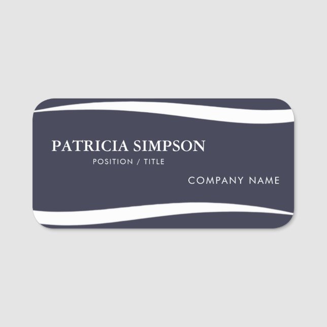 Chic Indigo Mörk blått White: Professionell Elegan Namnbricka (Framsida)